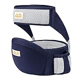 Viedouce Baby Hüftsitz Ergonomische mit Sicherheitsgurt Schutz,Reine Baumwolle Leicht und atmungsaktiv,Ergonomischer Leichte Taille Hocker Baby Hüftsitz für 4-36 Monate (Dunkelblau)