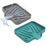 Seifenschale, 2 Stück Silikon Seifenschalen mit Selbstentleerender Drainage Rutschfreies Design Seifenhalter Seifenablage Dusche Seifendose Soap Dish for Shower Bad Küche Zähler