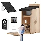 Vogelhaus mit Kamera, 5MP HD Nistkasten für draußen, 2,4G WiFi & App Benachrichtigung, Beobachten Sie das Nisten und Schlüpfen, automatische Aufnahme von Vogelvideos & Bewegungserkennung, Solarbetrieb