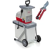 IKRA Elektro Gartenhäcksler Walzenhäcksler ILH 3000 A, starke 3.000W, Aststärke bis 44mm, inkl. Gartenschere