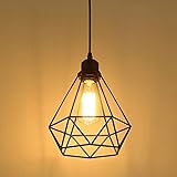 MAXDUYU Vintage Pendelleuchte Hängelampe Käfig Hängende Lampe, E27 Lampen fassungstyp, Retro Lampenschirm Licht für Küche,Stab,Wohnzimmer Schwarz Farbe