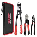 WISEUP 3-teiliges Bolzenschneider-Zangenset, 14“ Heavy Duty und 8“ Mini-Bolzenschneider, 8' Drahtseilschneider mit Tragetasche, zum einfachen Schneiden von Schlössern, Stacheldraht und Ketten