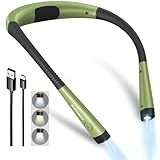 Glocusent Leselampe Hals, Leselampe Buch mit 3 Farben & 6 Helliggkeitsstufen, Nackenlampe Wiederaufladbar 80 Stunden Dauer, Biegbare Arme, Leselicht für Lesen Stricken Camping Nähen Reparieren