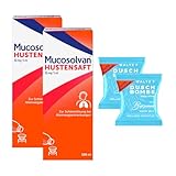 MUCOSOLVAN® Hustensaft 30 mg/5 ml, 2 x 100 ml, mit Ambroxol, Schleimlöser bei Husten, mit 2 Duschbomben