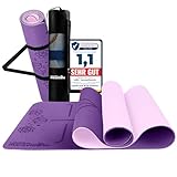 LA MENTE ES MARAVILLOSA - Gymnastikmatte, Rutschfest Yogamatte inkl. Tragegurt + Tasche + Übungs-E-Book, Gepolstert, Hautfreundliches TPE für Fitness/Pilates/Workout 183x61 cm (Blumen, Lila/Rosa)