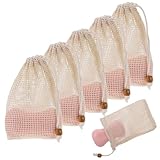 Seifen-Peeling-Beutel, Seifenschoner, natürlicher Ramie-Seifenbeutel, handgefertigt, Netzseife mit Kordelzug für Bad und Dusche, 5 Stück