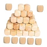 Vaguelly 100 Stück Blankowürfel für DIY Basteln Lernwerkzeuge und Spielzubehör Robuste Kreative Sechsseitige Holzblöcke