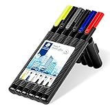 STAEDTLER triplus 34 SB6B Schreibset, Set mit drei Finelinern, Kugelschreiber, Druckbleistift und Textmarker, 6 Stück (1er Pack), schwarz