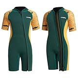 Lansru Neoprenanzug Kinder - 2,0 mm Kurz Neopren für Jungen, Pionierweiser Durchgehender Reißverschluss, UV-Schutz, Thermal Wetsuit für Surfen,Schwimmen und Tauchen