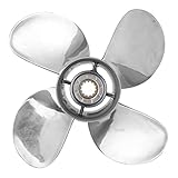 Propeller, Edelstahl 11,6 Zoll Durchmesser 4 Blätter 13 Keilzähne 12 Zoll Abstand Außenbordzubehör für Yamaha 25–60 PS Außenbordmotor