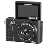 XUMIUZIY 8K Digitalkamera für Fotografie, 88MP WiFi Vlogging Kamera mit 3 Zoll Flip Bildschirm, 18 facher Digitaler Zoom, Autofokus, Zeitraffer, Zeitlupe, Mehrfachfilter und Fülllicht (Black)