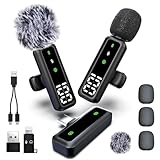 Kabelloses Lavalier-Mikrofon mit LED-Anzeige, Lavalier-Mikrofone zum Anklemmen mit Rauschunterdrückung, für Videoaufnahmen, Tiktok, Youtube, Vlog Podcast-Inhaltsersteller, für Android und iPhone