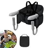YRHome Faltbar Baby Tischsitz Babysitz Hochstuhl Sitzerhöhung Boostersitz Esszimmerstuhl zum Einhängen mit Anti-Rutsch-Klemmen für dicke Tischplatten für zu Hause & Unterwegs mit Tragetasche,Schwarz