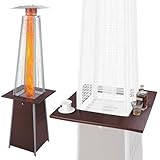 Aspect Living Pyramid Flame Terrassenheizer, Zubehörtisch, Stahlkonstruktion, mehr Funktionalität, stabiler Platz für Getränke, gehämmerter Farbton Bronze