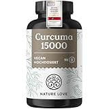 NATURE LOVE® Curcuma 15000 - Kurkuma Kapseln - 9 Monate Reichweite - hochdosiert 95% Curcumin pro Kapsel - mit schwarzem Pfeffer - vegan, laborgeprüft & in Deutschland produziert