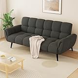jiexi Sofa Mit Schlaffunktion, Klappsofa Sofa 3 Sitzer, Schlafsofa 195x85cm, Bequemes Geeignet Für Wohnzimmer, Zimmer, Büro, Schlafzimmer(Dunkelgrau)
