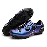 Fahrradschuhe Mountainbike-Schuhe Für Damen Und Herren Indoor Und Outdoor Atmungsaktive Und rutschfeste MTB-Schuhe Unisex Outdoor-Sportschuhe Für Spin-Bikes Radschuh Für Draußen-Purple||Numeric_45