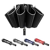 MJOFFIN Groß umgedrehter winddichter Regenschirm - Selbstöffnender und schließender Regenschirm mit reflektierenden Streifen - 48in,10 Knochen - Geeignet für Männer und Frauen(SCHWARZ)