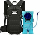 Arvano Trinkrucksack Fahrrad Rucksack mit Trinkblase 2l, Klein Wanderrucksack Skirucksack Wasserrucksack für Damen & Herren, Schwarz Sport Rucksäck für Wandern MTB Skifahren Snowboard Motorrad