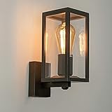 HLFVLITE Außenwandleuchte Hoflampe aus Aluminium und Glas, Wandlampe Außenleuchte in modernem, kubischem Design Hof & Garten– E27 Fassung für Halogen & LED, Max. 60W