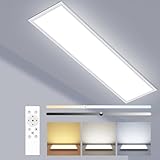 zemty LED Panel Deckenleuchte 120x30 cm, 36W 4100LM Deckenlampe Flach mit Fernbedienung Dimmbar, 3000-6500K Tageslichtlampe Decke Lang für Küche Schlafzimmer Wohnzimmer