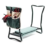 Wiltec Kniestuhl für Garten, Kniehocker bis 150 kg, Kniehocker mit Einer Tasche, Kniebank mit gepolsterter Fläche, Gartenhocker zum Knien und Sitzen