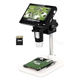WADEO 4,3-Zoll-LCD-Digitalmikroskop 1000x inkl. 32GB Karte, Tragbares Mikroskop für Kinder/Erwachsene, USB-Digitalmikroskop mit 8 einstellbaren LEDs und Metallständer, MacOS Windows kompatibel