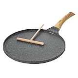 BAIFULAI Crepe Pfanne mit Antihaft Beschichtung: 26cm Pfannkuchenpfanne aus Maifanit mit Bakelitegriff, Palatschinken Pfanne Kompatibel mit Allen Herden und Induktionskochern (Grau)