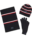 Tommy Hilfiger Herren Global Stripe Schal Handschuh Set Beanie, Wüstenhimmel, Einheitsgröße