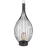 etc-shop Solarleuchte Stehlampe Beistellleuchte Außenleuchte Terrassenlampe Balkon, IP44 Akku Metallstäbe gebogen schwarz amber, 1x LED warmweiß, DxH 25x57 cm