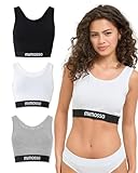 mimosso Soft Bra – Damen BH ohne Bügel aus Bio-Baumwolle, Perfekte Passform & hoher Komfort – Nahtlos & Vielseitig für Alltag und Sport -Schwarz - Weiß - Melange (2XL)