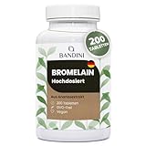 Bandini® Bromelain 10000 F.I.P/g | 5000 GDU/g | Starke Detox Entwässerung | 200 magensaftresistente hochdosierte Tabletten | Reines Natürliches Enzym Ananas Extrakt | 1 Tablette/Tag für 200 Tage