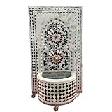 Marrakesch Gartenbrunnen Zimmerbrunnen aus original marokkanische Mosaik 107 cm Gross | Brunnen als Gartendeko Terassendeko & Balkon Deko | Springbrunnen Inkl. Pumpe für entspannenden Wasserfall