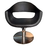 VAKON SALON - Friseurstuhl höhenverstellbar mit Hydraulik und runde Bodenplatte aus Edelstahl, Friseursessel, Coiffeurstuhl, Friseureinrichtung Barber