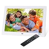 10.5 Zoll Digitaler Bilderrahmen 1280x800P Elektronischer Bilderrahmen Music Photo Video Player mit Fernbedienung/Multi-Diashow/Kalender/Uhr Alarmfunktion Weiß, Unterstützt Uhr/USB/SD-Karte