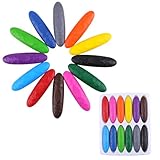 Svalor 12 Stück Wachsmalstifte aus Paraffin, 12 Farben Wachsmalstifte Ab 1 Jahr, Waschbar Buntstifte Ab 1 Jahr, Sichere Malstifte Kleinkinder für Kinder Graffiti, DIY Handwerk und Malerei