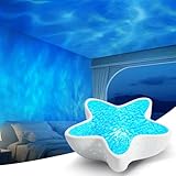 LED Sternenhimmel Projektor mit Aurora Effekt – Polarlicht Lampe für Kinder & Erwachsene, Wasserwellen Nachtlicht mit Stufenlos Dimmbar, Seestern Projektor Ocean Mood Light Zimmer Deko Wohnzimmer