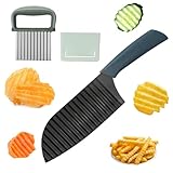 Huotflame Pommesschneider 2-Teiliges Set – Crinkle Cutter & Wellenschneider Aus Edelstahl – Wellenmesser Für Gemüse & Kartoffeln – Perfekt Für Kindergerichte, Pommes, Obst & Beikost Zuhause