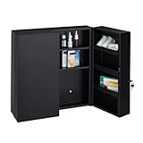 Relaxdays Medizinschrank XXL, abschließbar, 11 Fächer, Stahl, HBT: 53,5x53x19 cm, Medikamentenschrank 2-türig, anthrazit