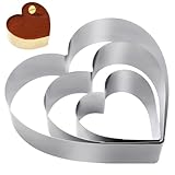 GYSRXS 3 Stück Herzbackform 10/15/20CM Tortenring Herzform aus Edelstahl Backrahmen Herz Passend für Kuchen,Mousse,Gebäck,Dessert Kekse Back,Hoch 4,5cm(Silber)