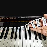 Klavier Keyboard Aufkleber, Klaviertastatur Aufkleber in Voller Größe 88 Tasten aus Silikon Kein Aufkleben Erforderlich Wiederverwendbare und Abnehmbare Bunte Piano Keyboard Stickers, mit Box