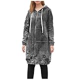 WKAYsIV Pullover Teenager Jungs Mantel für Herbst und Winter, warme Taschen, Kordelzug, Reißverschluss, offene dünne Kapuzenjacken, lange Strickjacken, Oberteile,(Grey,M)