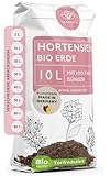 Bio Hortensienerde 10 L - Blumenerde für Hortensien aus 40% weniger Torf - Pflanzerde für weiße & rosafarbige Hortensien - Erde für Hortensien mit Dünger - Erde für Pflanzen