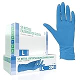 SF Nitrilhandschuhe L Blau – 200 Stück Einweghandschuhe, Einmalhandschuhe, Medizinische Handschuhe, Puderfrei, Latexfrei, Handschuhe Einweg zum Kochen, Putzen, für Medizin, Küche, Kosmetik, Haushalt