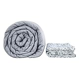 Winthome Gewichtsdecke 130 * 190cm6kg, Therapiedecke Mit Bettbezug Anti Stress Weighted Blanket für Erwachsene Schwere Decke (Weißes Muster)