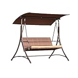 Angel Living Hollywoodschaukel Gartenschaukel Rattan 3 Sitzer mit Sonnenschutz Schaukel Stuhl 3 Sitz Swinging Hängematte 170 x 110 x 152 cm