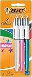 BIC 4 Farben Kugelschreiber Set 4 Colours Shine, Schaft in verschiedenen Farben, 3er Pack, nachfüllbar, Ideal für das Büro, das Home Office oder die Schule, 1 stück (3er Pack)