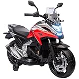 AIYAPLAY Kinder Elektro-Motorrad, 12V Kindermotorrad mit MP3, USB, LED-Scheinwerfer, Kinderfahrzeug mit Frühpädagogischen Funktionen, Trainingsrädern, 3km/h, für 3-6 Jahre, Rot
