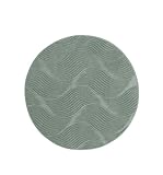 Taracarpet Kurzflor Boho Skandi Polyester Teppich in 3D Optik waschbar, pflegeleicht und robust ideal fürs Wohnzimmer, Schlafzimmer und Kinderzimmer auch als Badematte Grün Düne 080 cm rund