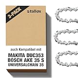 3 tallox Sägeketten 3/8' 1,1 mm 52 TG 35 cm Schwert kompatibel mit Oregon Makita Bosch